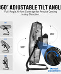 Heavy Duty 20 Inch Metal Floor Fan With High Velocity Airflow Up To 4650 CFM Three Speed Settings And 360 Degree Adjustable Tilt