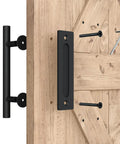 Two Pack Sliding Barn Door Handle Set, 12 Inch Heavy Duty Pull And Flush Hardware, Black Rustic Round Two Sided Design, Easy Install