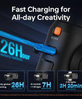 Smooth 5S AI Combo 3 Axis Gimbal Stabilizer for iPhone 15 Pro Max and Android Smartphones battery runtime display