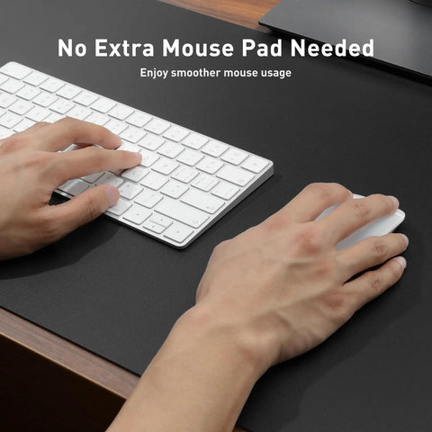 Non Slip Waterproof PU Leather Desk Pad Protector For Mouse And Laptop 23.6 By 13.7 Inches in use with keyboard and mouse