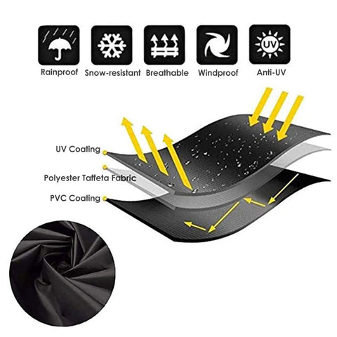 Illustration of 73 Inch Patio Hanging Chaise Lounge Cover With Zipper Waterproof Shield showing PVC layers for protection