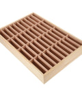 Wooden Multi Grid Ring Holder for desktop, compact design with divided slots for organizing jewelry and as a cell phone stand. Deck Out Your Desk With This Slick Wooden Jewelry Organizer Multi Grid Ring Holder And Sassy Lipstick Tray Dual Purpose Cell Phone Stand Pretty Home Decor.