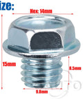 Close-up of a blue zinc M10-1.5 transmission plug dimensions for 12 Piece Transmission Drain Plug With Gasket Kit For Toyota And Lexus Vehicles M10 1 5 Thread Blue Zinc Plugs Easy Install Fits 4Runner Corolla RAV4 Sequoia Land Cruiser Tacoma Tundra LX GX LC LS RC SC 1978 On.