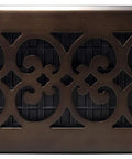 Floor Register 4x14 In Rubbed Bronze Finish With Scroll Design Steel Plated Grate Easy Drop In Install No Tools Required