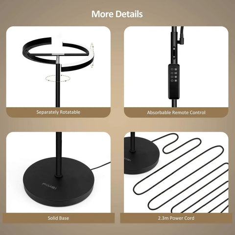 Split Floor Lamp With Reading Light Rotatable Dual Heads LED Standing Lamp Stepless Dimming 3000K-6000K Color Temperature Touch Or Remote Control Great For Living Room Bedroom Office Black