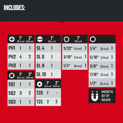 Craftsman 60-piece drill and driver bit set with magnetic bit tip holder; includes PH, SL, SQ bits and nut drivers