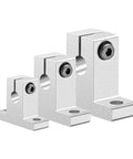 Three different sizes of Four Pack SK12 Aluminum Linear Shaft Supports With Clamping Guide Sliding Table Holder Oxidized Vertical Optical Axis Bracket