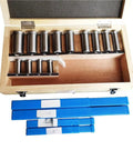 22 Piece Broach Tool Set For CNC Machines With HSS Pro Grade High Speed Steel Blades in wooden storage box