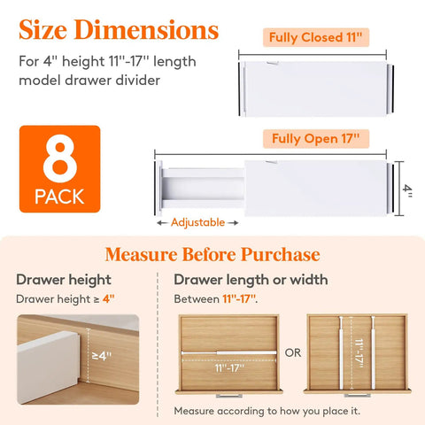 Four Inch Adjustable Drawer Dividers Expandable Closet Organizer for Clothes Keep Shelves Clean and Slick Quick Setup Home Organization That Is an Absolute Game Changer