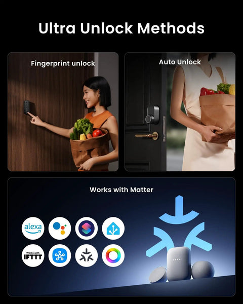 Ultra Touch Smart Door Lock With Keypad And Fingerprint, App Remote Control With Built In WiFi, Auto Unlock, Waterproof