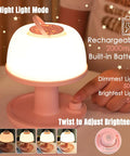 Kid Friendly Toddler Night Light With Star Projector Dimmable LED Bedside Lamp shown on table with dimmable settings and twist control