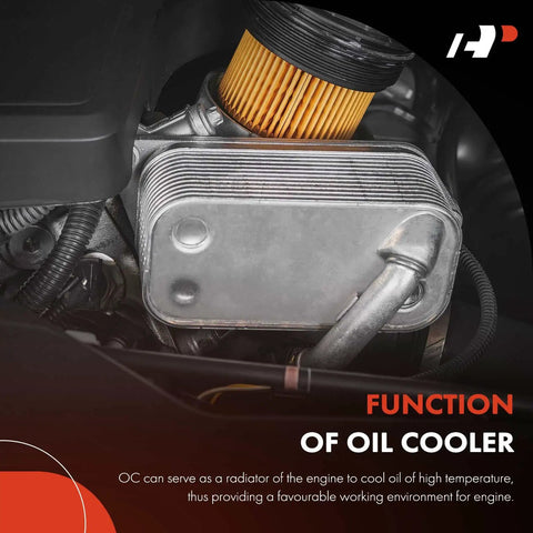 Premium Battery Cooler Heat Exchanger Chiller Compatible With Tesla Model X 2016 To 2020, showing detail of engine oil cooler in vehicle.