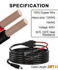 12 To 14AWG Solar Panel Cable 7Ft M C 4 To DC5521 With 8Mm 5.5 By 2.5Mm Or 3.5 By 1.35Mm Adapters, heavy-duty copper wire