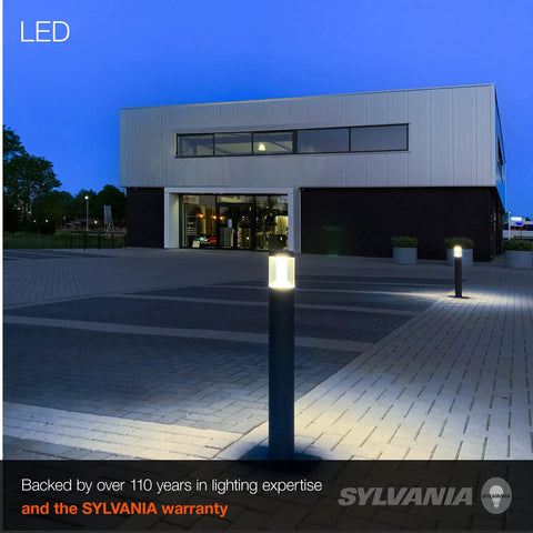 Top Shelf LED HIDR Replacement Bulb 24 Watt A23 Bollard Fixture Using Standard Socket delivering glow in outdoor setting.