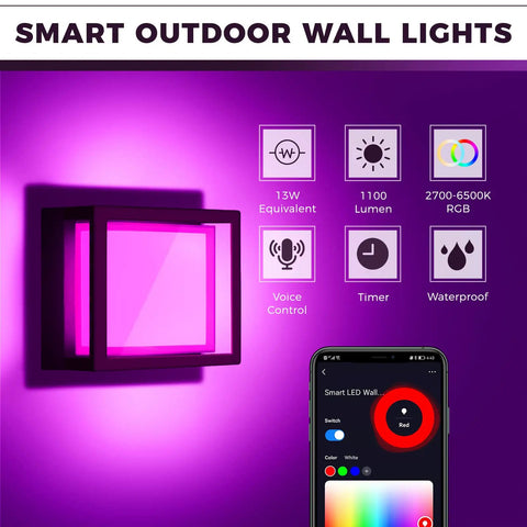 Outdoor Smart Wall Lights With Alexa And Google Assistant Control No Brainer Easy Setup RGB Plus Tunable 2700K To 6500K