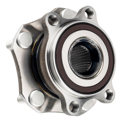 Front Wheel Bearing Hub Assembly For 2014 To 2023 Nissan Rogue And 2017 To 2022 Rogue Sport 5 Lug Bolt On Direct Replacement OE 513357 Premium Quality Wheel Bearing And Hub Assembly close-up view