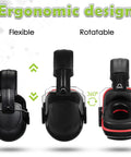 Four Pack 28dB NRR Ear Muffs Noise Reduction Hearing Protection For Shooting, foldable and adjustable in black with red accents