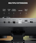 Starter Electronic Drum Kit For Beginners connectivity ports, USB MIDI and Type C charging, various audio inputs visible.