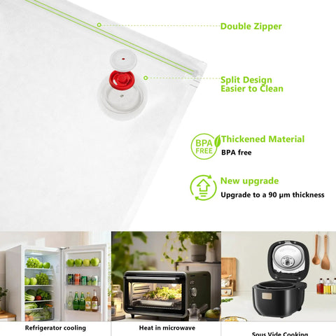 Compact Handheld Vacuum Sealer For Food Storage With 80kPa Suction 1800mAh Battery features BPA-free bags and double zipper