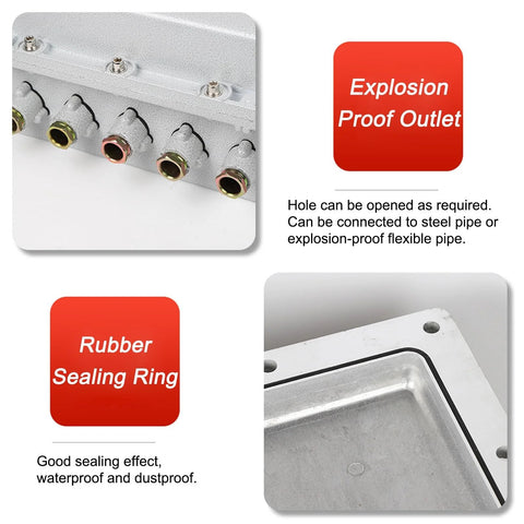 Waterproof junction box; heavy-duty explosion-proof outdoor IP66 enclosure with rubber sealing ring