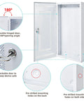 Tough As Nails 28 Inch Media Enclosure For Structured Wiring Cabinets featuring a 180° open hinged door and lockable design.