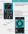 2 In 1 Programmable Power Supply And Multimeter With Data Memory And USB Charging For Electronics Hobbyists, device layout description