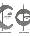 1/4 Inch Impact Driven Clamp Delivers 2000 Pounds Clamping Force, Quick Hand To Impact Switch, Grade 8 Steel Construction, Heavy Duty Clamp For Woodworking And Metal Fabrication, Built To Handle Tough Jobs, full open and closed dimensions