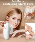 Woman using Three In One At Home Body Sculptor with suction massage and red light therapy on arms and thighs for smoother skin