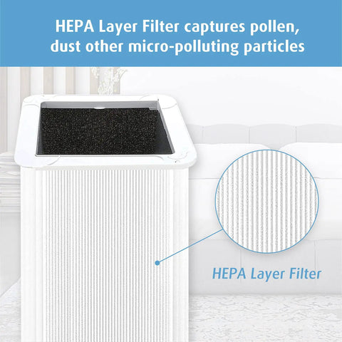 Replacement Filter For Blue Pure 121 Air Purifier With HEPA And Activated Carbon Breathe Easy 1 Pack filter details.