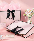 Medium Gift Bag With Handles For Every Occasion, 12.6x9.8x4.3 Inches Black Pink Gift Bag Includes Two Tissue Papers And One Card