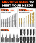 29 Piece Screw Extractor Set With Left Hand Drill Bits For Stubborn Stuck Screws, titanium coated HSS and CR-MO steel, 15 pcs set