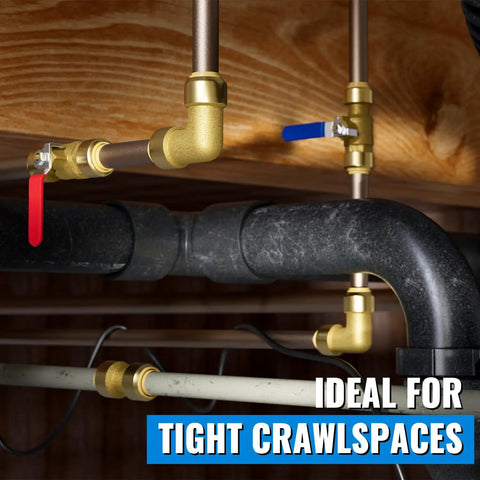 Installed One Half Inch Push To Connect Shut Off Ball Valve Pack Of 12 No Lead Brass Fittings For PEX Copper And CPVC Water Lines