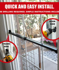 Installation process of Heavy Duty Sliding Door Security Bar With Child Proof Anti Lift Lock And No Sweat Setup For Adjustable Patio And Window Defense Up To Fifty One Inches Black Steel Bar.