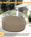 Heavy Duty 600D Outdoor Daybed Cover 75 Inch Diameter Round Waterproof Sofa Cover With Air Vent UV Resistant Camel Color on patio