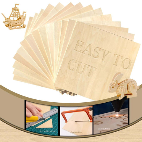 Basswood sheets, 36-pack, 12x12 inch, 1/8 in thick, unfinished wood for DIY ornaments and laser cutting