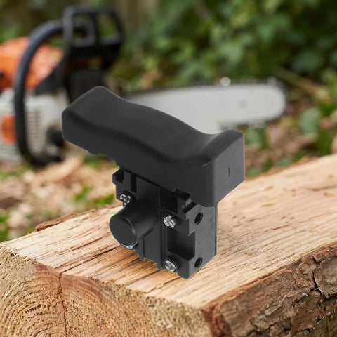 Rugged Reciprocating Saw Switch Replacement For Electric Chainsaw And Handheld Power Tools Featuring Rock Solid Locking Trigger on wood.