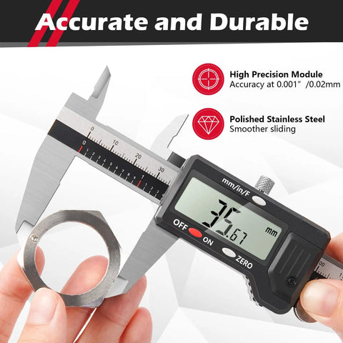 Pro Grade Precision Digital Caliper 0 To 6 Inch Measuring Tool With Auto Off And 0.001 Inch Accuracy measuring metal ring