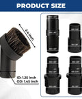 3 Pack 1.25 Inch Horsehair Vacuum Brush Attachments With Adapters, product size and dimensions details