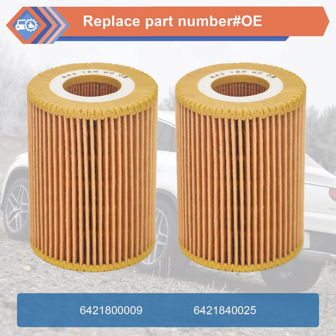 Mercedes Benz 2 Pack Oil Filter Compatible With Freightliner Jeep Dodge Vehicles E350 GL350 ML350 R320 R350 S350 Sprinter 2500 3500 2007 2021 Replace HU821X 6421800009 High Quality Durable Fit And Easy Install Plug And Play