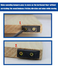 Heavy Duty Rubber Furniture Bumpers 20 Pack Rectangular Leg Pads mounted on wood, demonstrating easy installation for noise reduction.