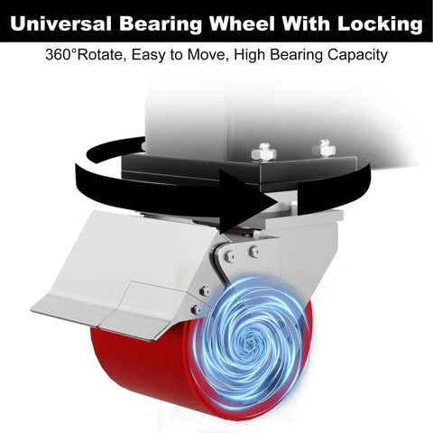 Universal bearing wheel locking and rotating mechanism for Beefy 3 Ton Gantry Crane With Adjustable 8.53 To 12.47 Ft Height 6600 Lbs Capacity Manual Trolley Hook And Shackles Ideal For Warehouse Shop Auto Repair And Construction Sites