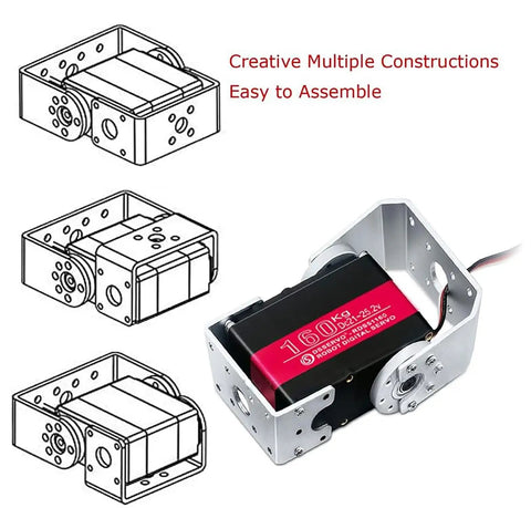 Heavy Duty 160Kg Servo Motor 24V High Torque Steel Gear Digital Steering with mount brackets, 270° rotation, for RC vehicles and robotics.