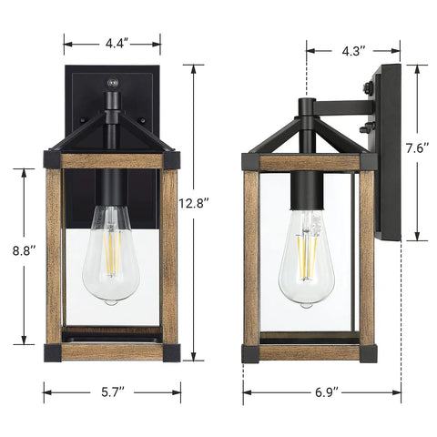 Dimensions of Easy Weatherproof Dusk To Dawn Outdoor Wall Light With Photocell Sensor Brown Exterior Lantern