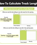 Diagram showing track length calculation for Triple Track Bypass Sliding Barn Door Hardware Kit For Interior Doors.