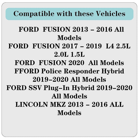 Compatibility chart for Front And Rear Wheel Bearing And Hub Assembly Fits Ford Fusion 2013 2020 And Lincoln MKZ 2013 2016