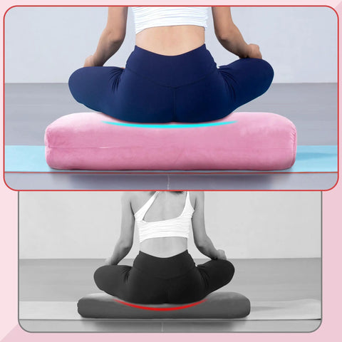 Rectangular Yoga Bolster Pillow For Restorative Yoga And Meditation, Plush Meditation Cushion With Carry Handle, 27 X 10 X 6 Inches, Pink Crystal Velvet Cover, Durable Foam Blend For Deep Relaxation And Cozy Support, used for seated yoga pose