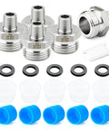 Five Pack 304 Stainless Steel Garden Hose Adapters Three Quarter Inch GHT Male To Three Eighth Inch NPT Male With Washers