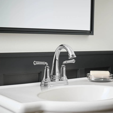4 Inch Centerset Two Handle Bathroom Faucet With Lever Handles Drip Free Ceramic Disc Valves 1.2 GPM Flow