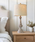 Classic 24.5 Inch Table Lamp Set Of 2 For Living Room And Bedroom With Linen Fabric Shade And Resin Base on nightstand
