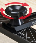 T Shaped Cabinet Pull Jig For Hit The Mark Drill Alignment showing adjustable knob and measurement markings on a black frame.